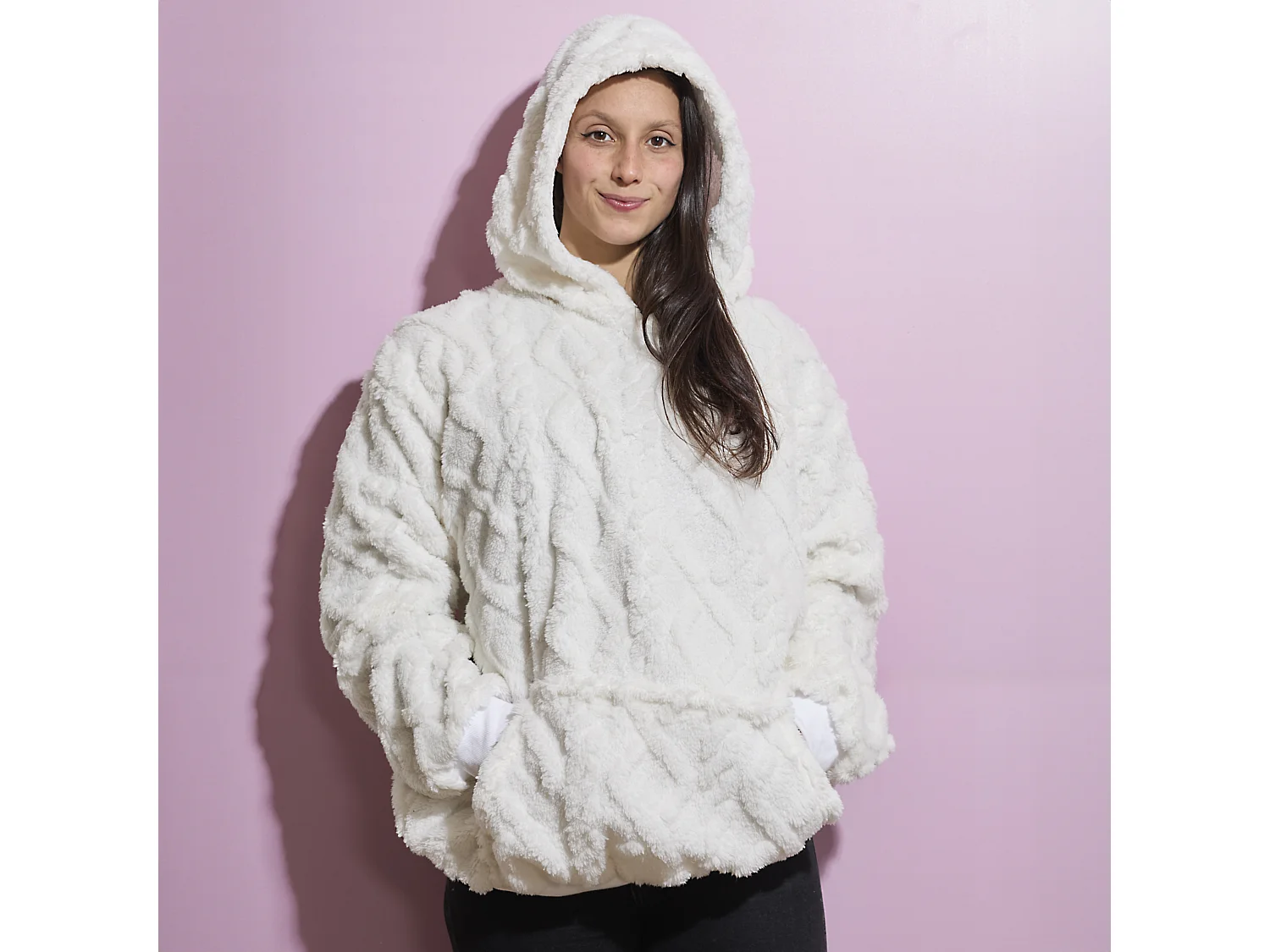 Sweat A Capuche Hoodie Flemme De Ouf Blanc Blanc, Rose