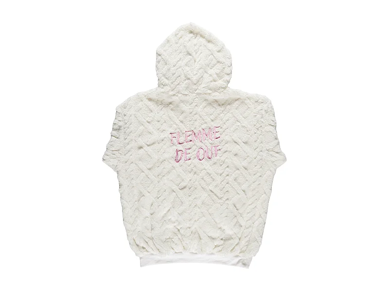 Sweat A Capuche Hoodie Flemme De Ouf Blanc Blanc, Rose