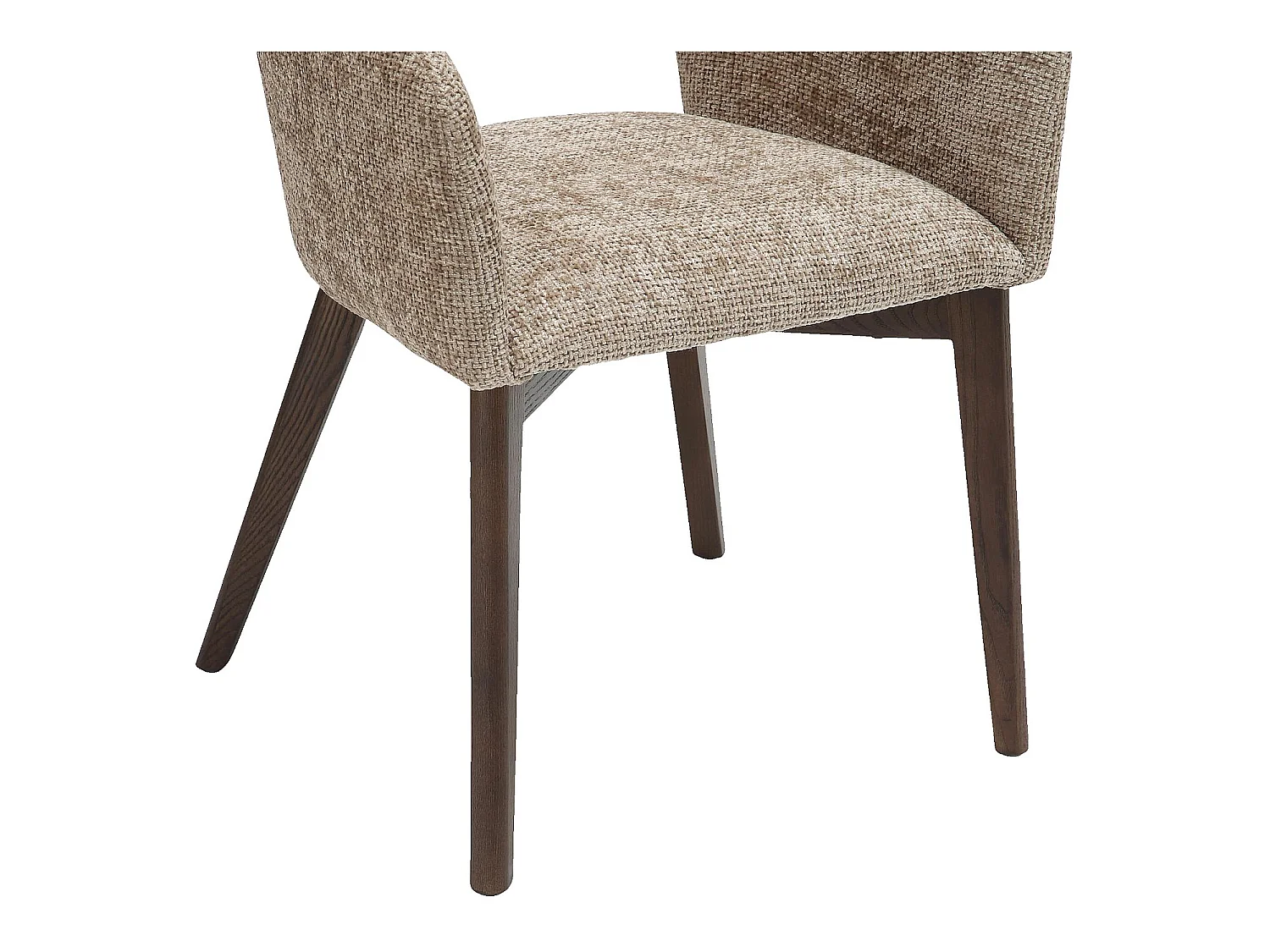 Habitat - Lot de 2 chaises en tissu chenille et bois massif finition noyer avec accoudoirs - Beige - Rusti