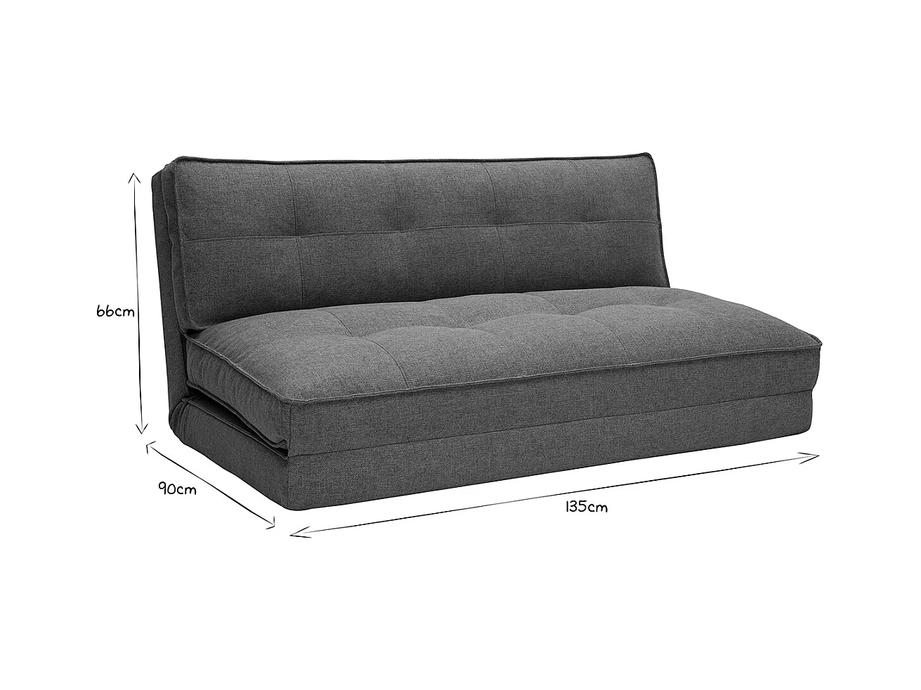 Sillón cama de 2 plazas convertible en tela gris SALLY