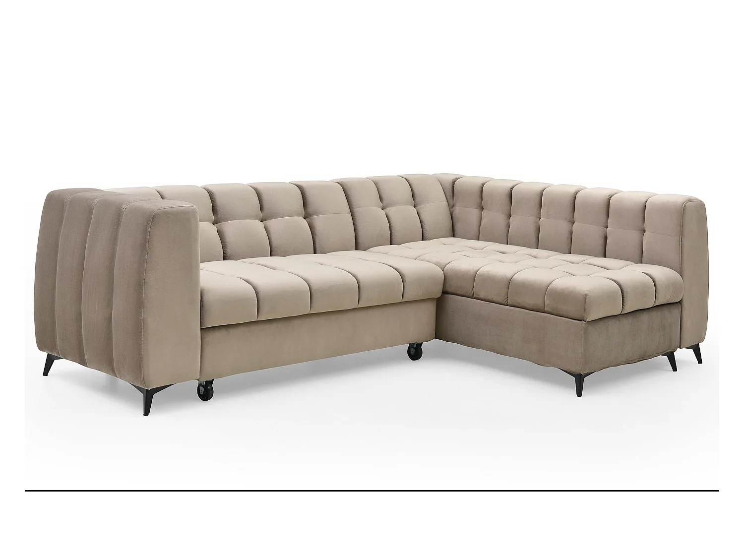 Canapé d'angle convertible Chessy Velours Taupe