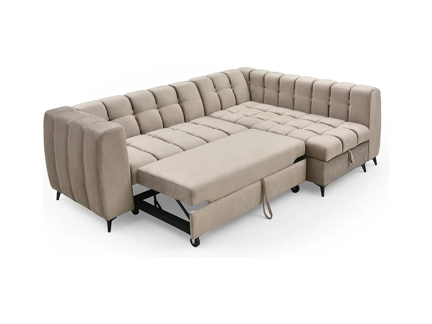Canapé d'angle convertible Chessy Velours Taupe