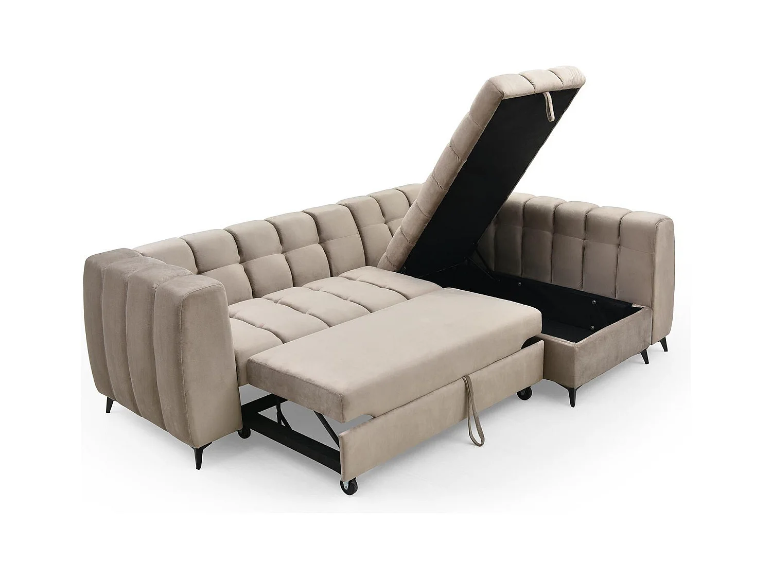 Canapé d'angle convertible Chessy Velours Taupe