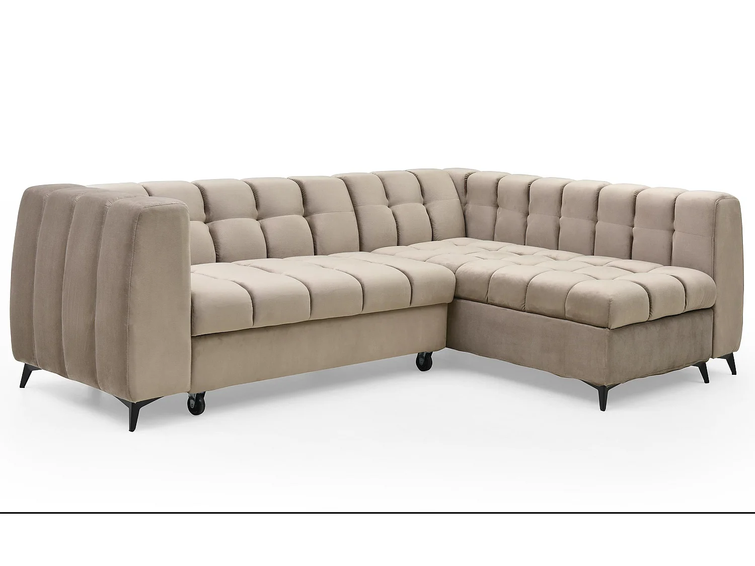 Canapé d'angle convertible Chessy Velours Taupe