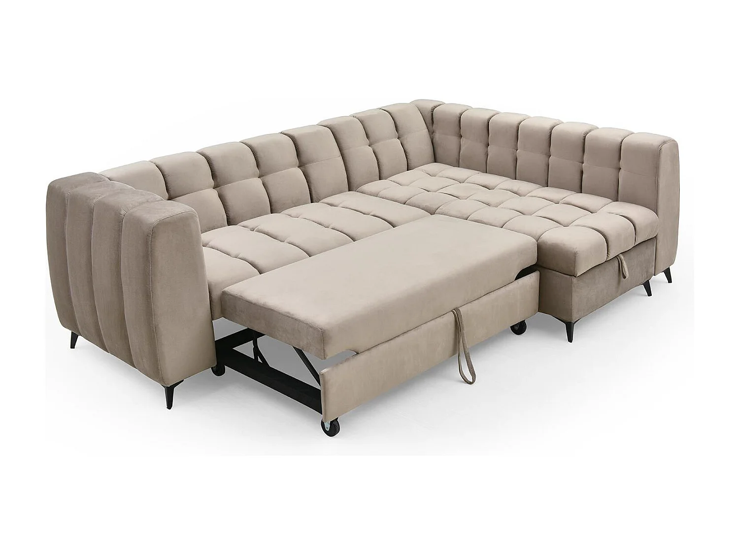 Canapé d'angle convertible Chessy Velours Taupe
