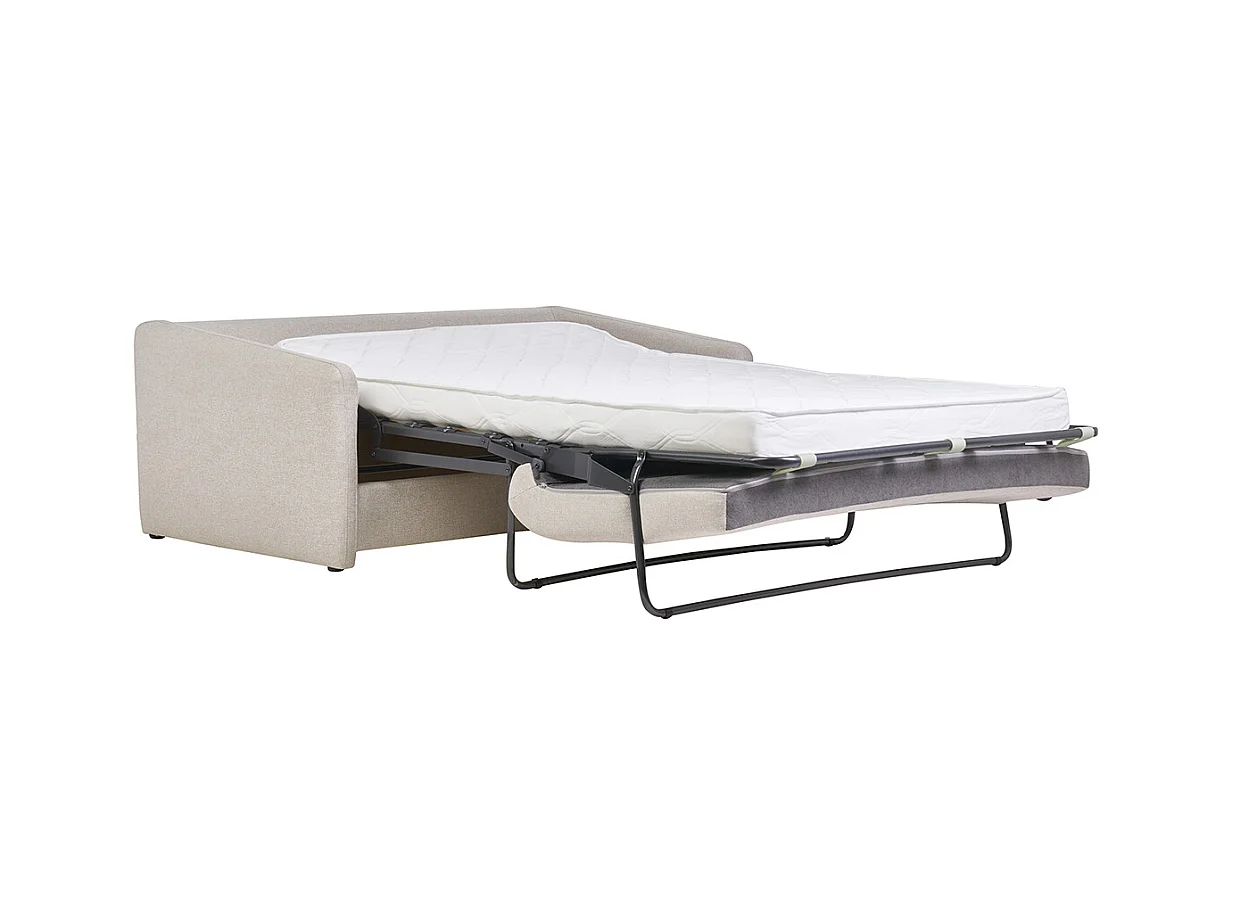 Canapé convertible 2 places en tissu beige crème PAULIN