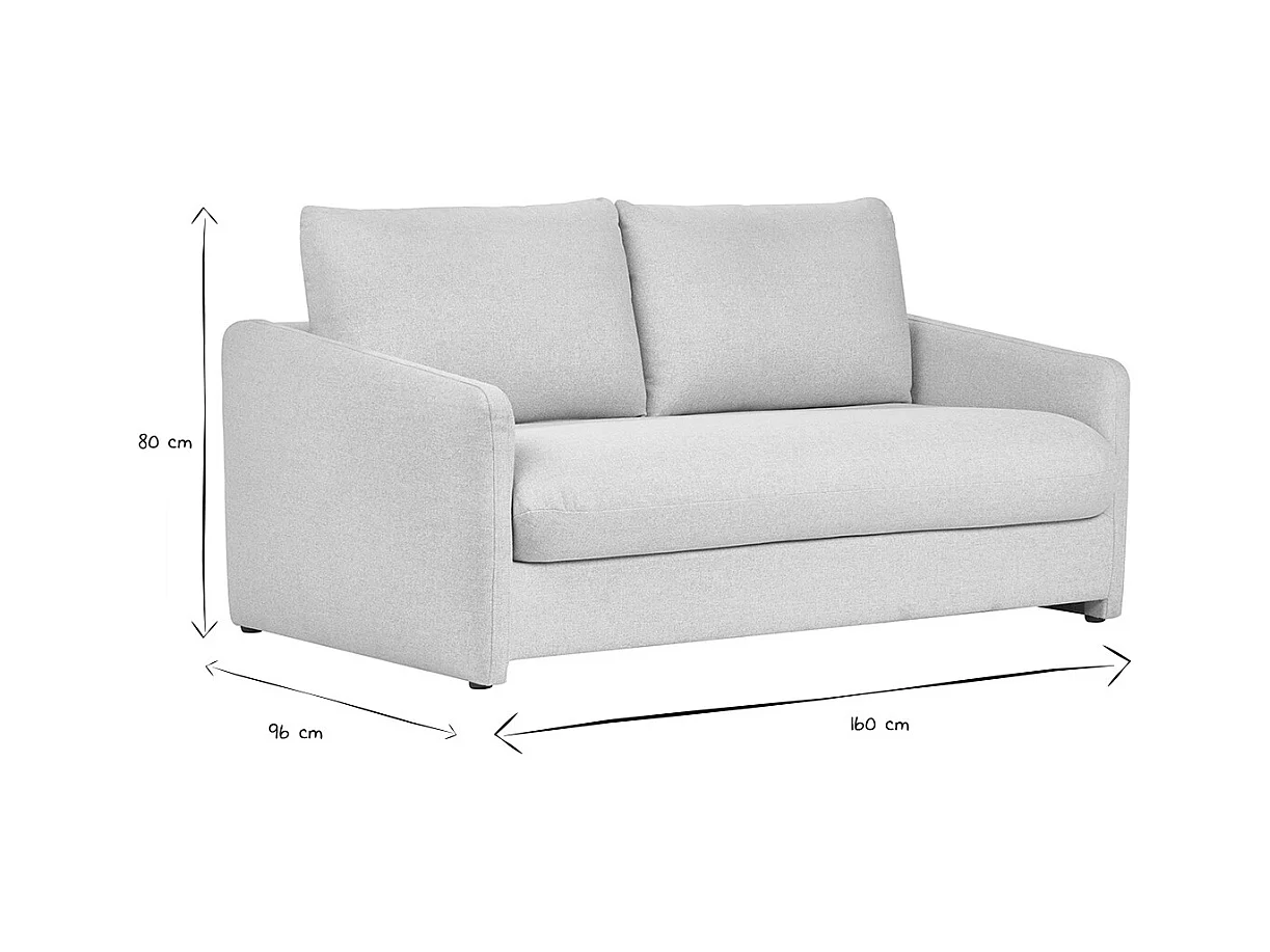 Canapé convertible 2 places en tissu beige crème PAULIN