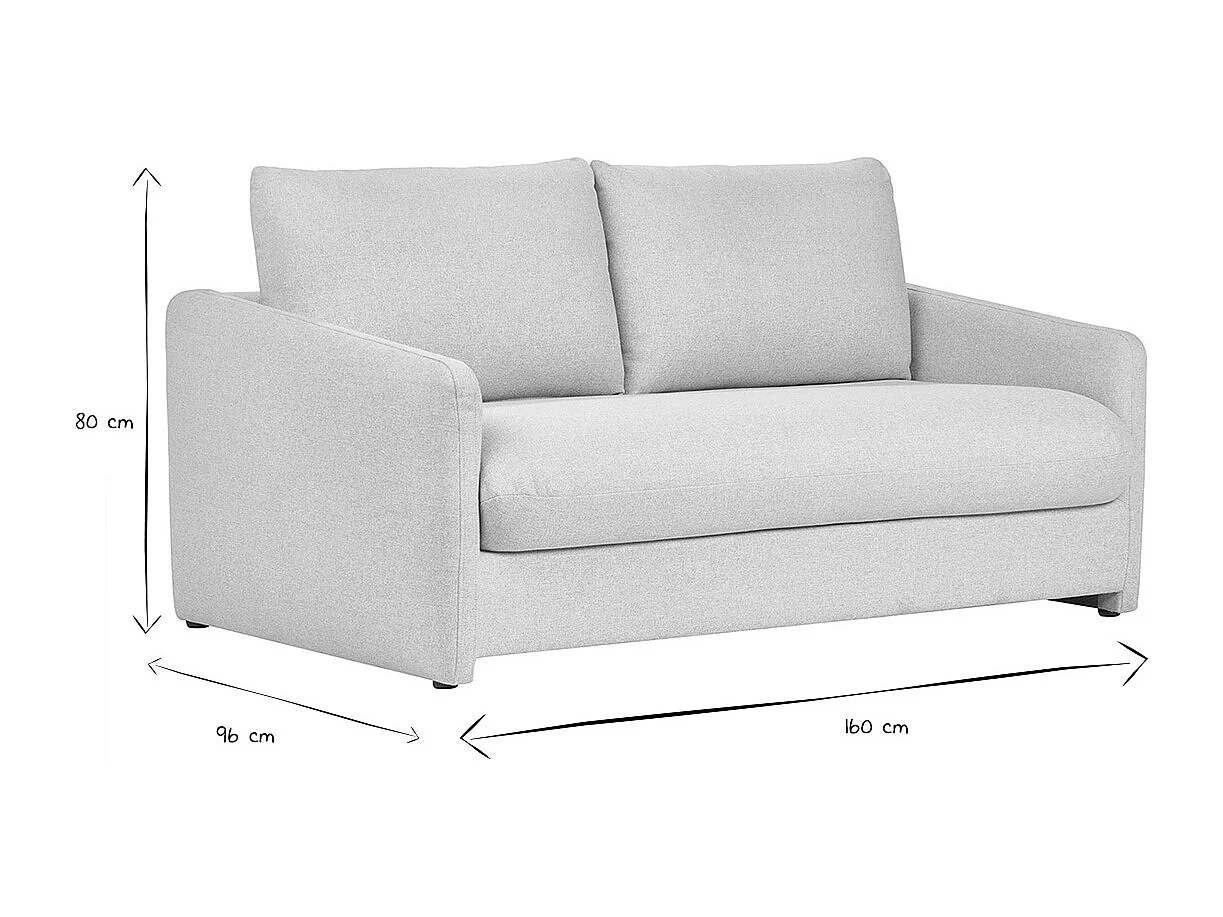 Divano letto 2 posti in tessuto beige PAULIN