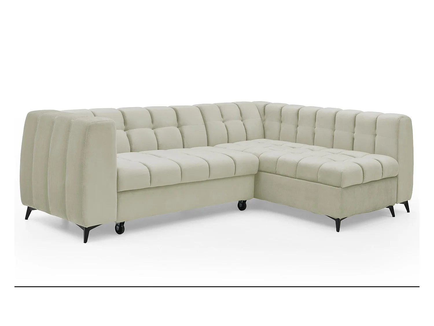 Canapé d'angle convertible Chessy Velours Beige