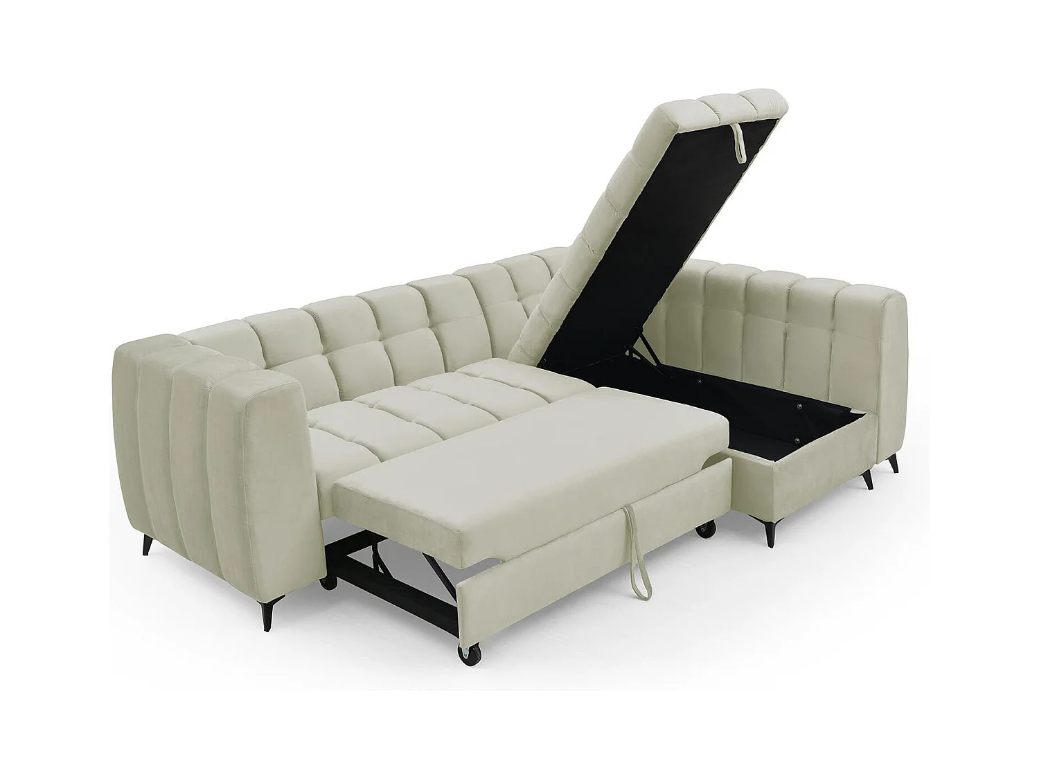 Canapé d'angle convertible Chessy Velours Beige