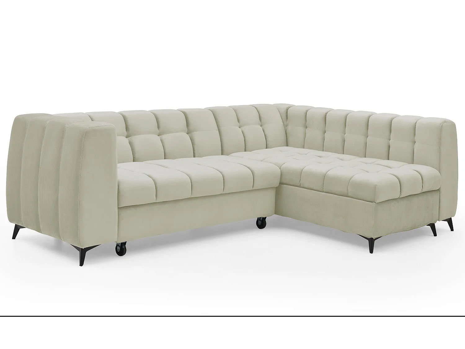 Canapé d'angle convertible Chessy Velours Beige