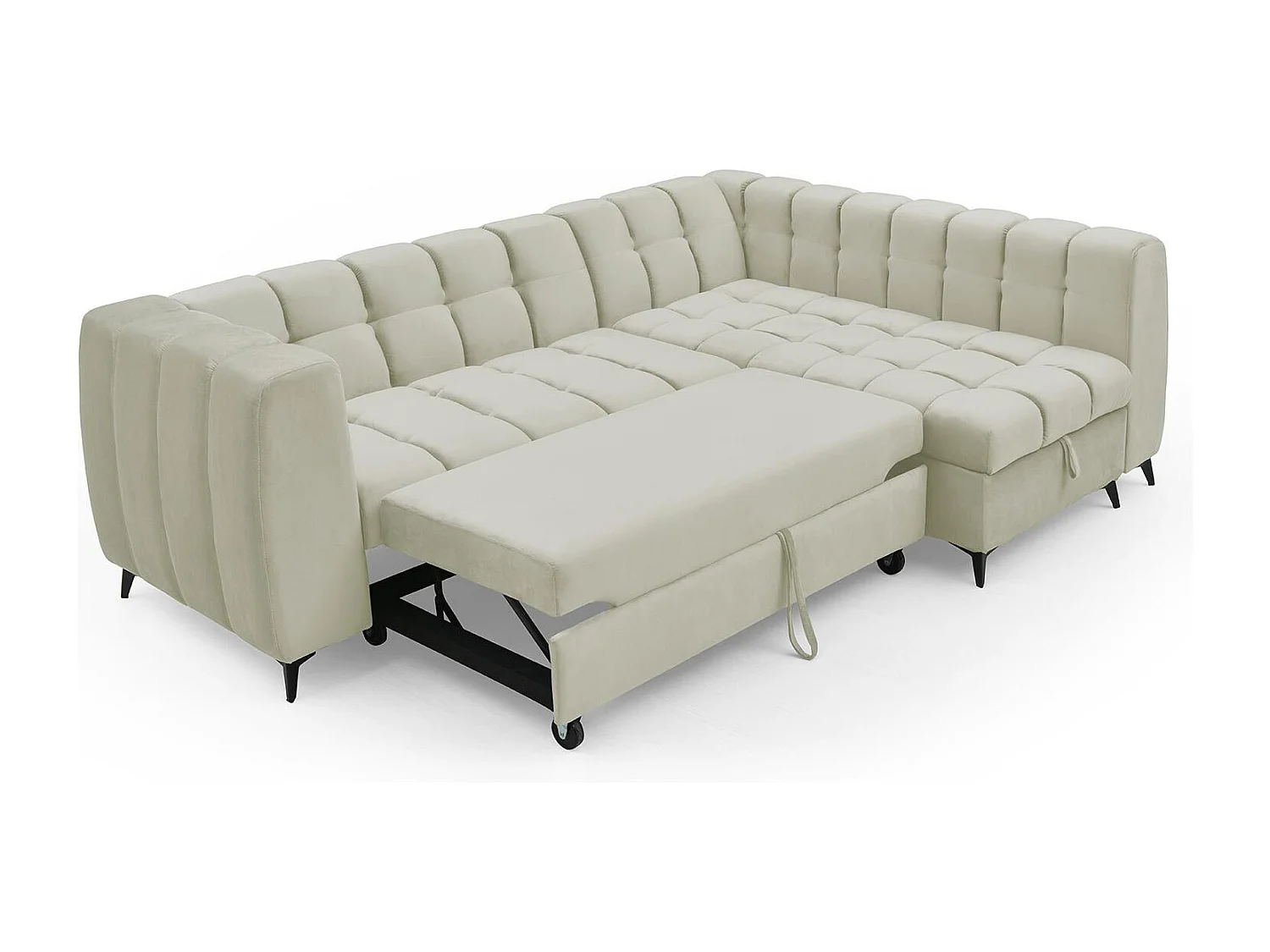 Canapé d'angle convertible Chessy Velours Beige