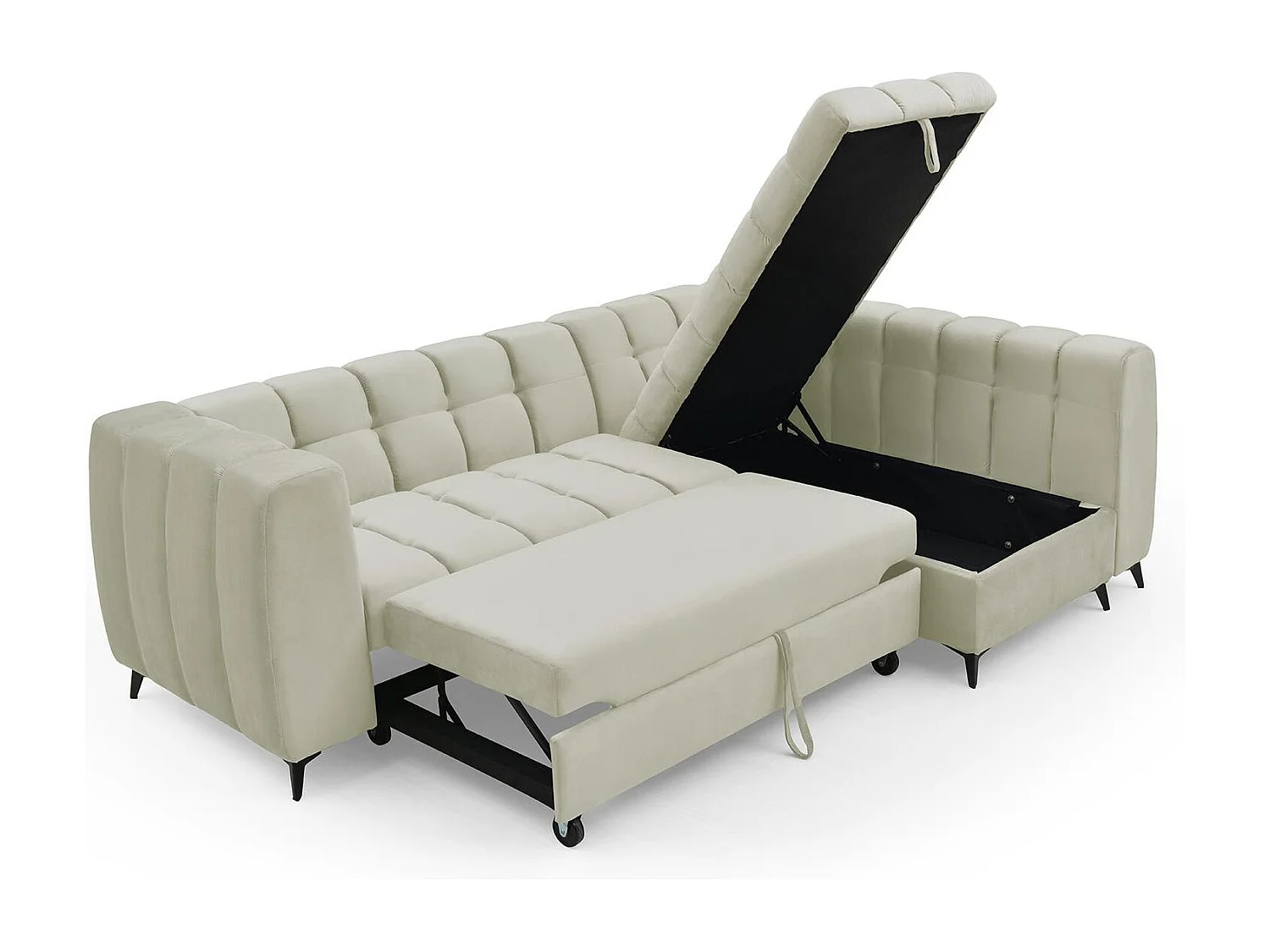 Canapé d'angle convertible Chessy Velours Beige