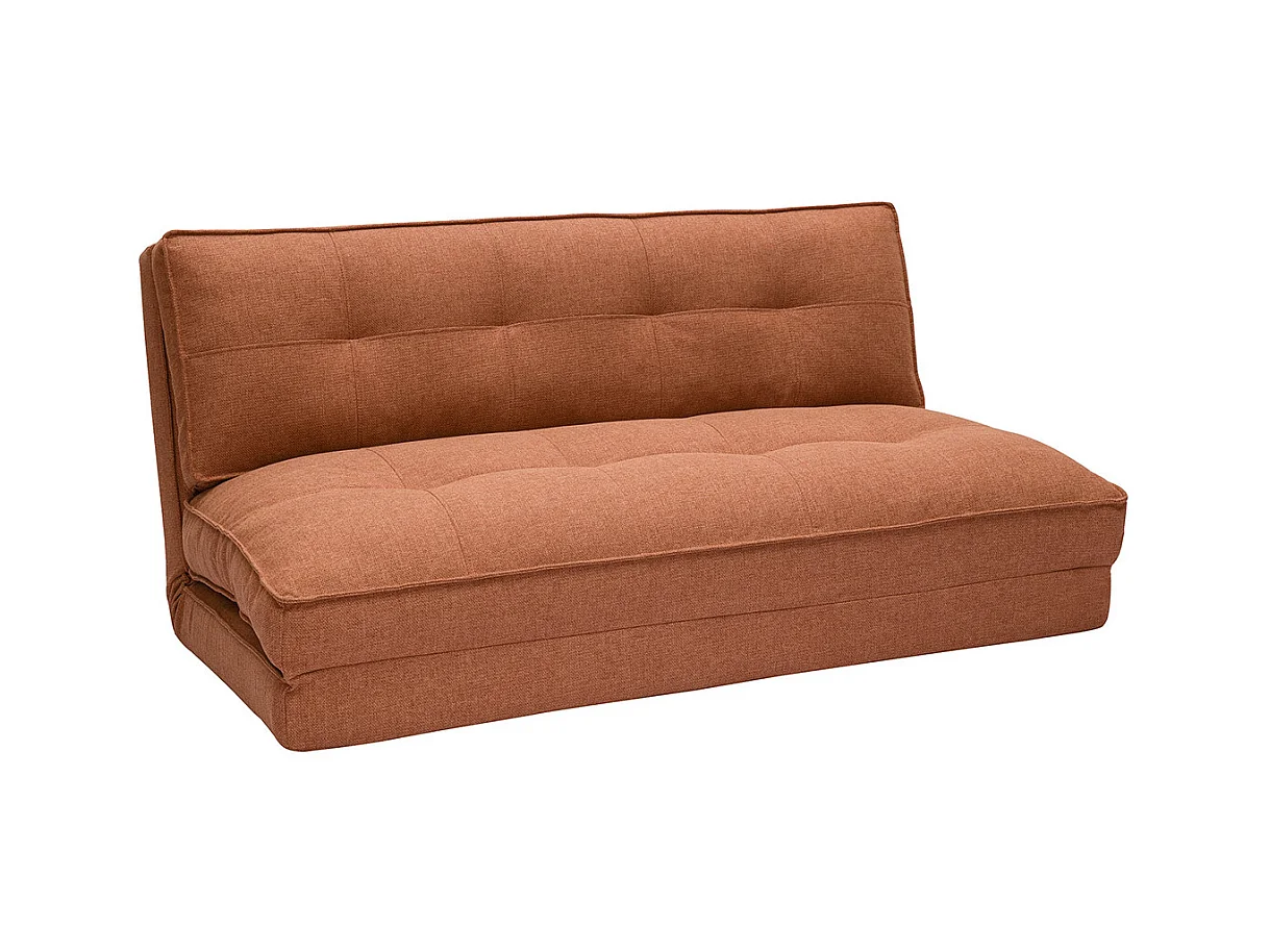 Sillón de 2 plazas convertible en tela terracota SALLY
