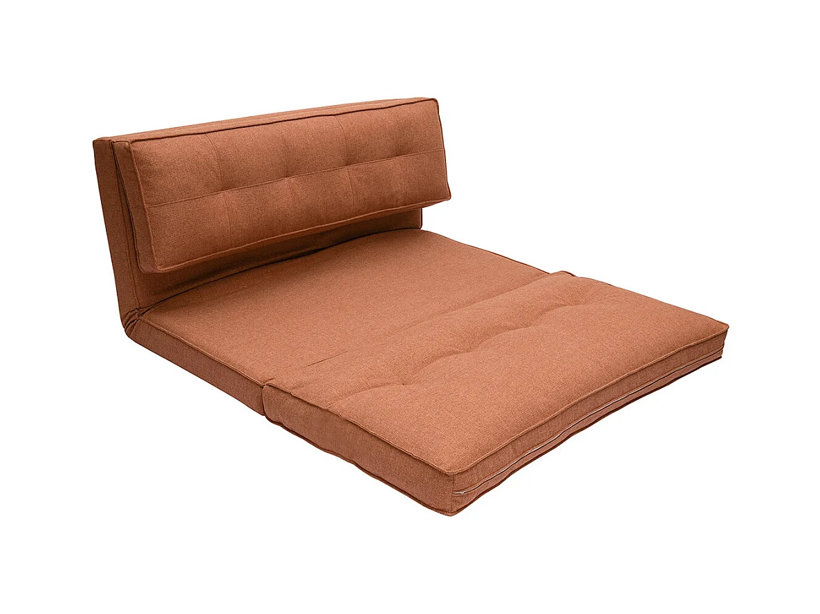Sillón de 2 plazas convertible en tela terracota SALLY