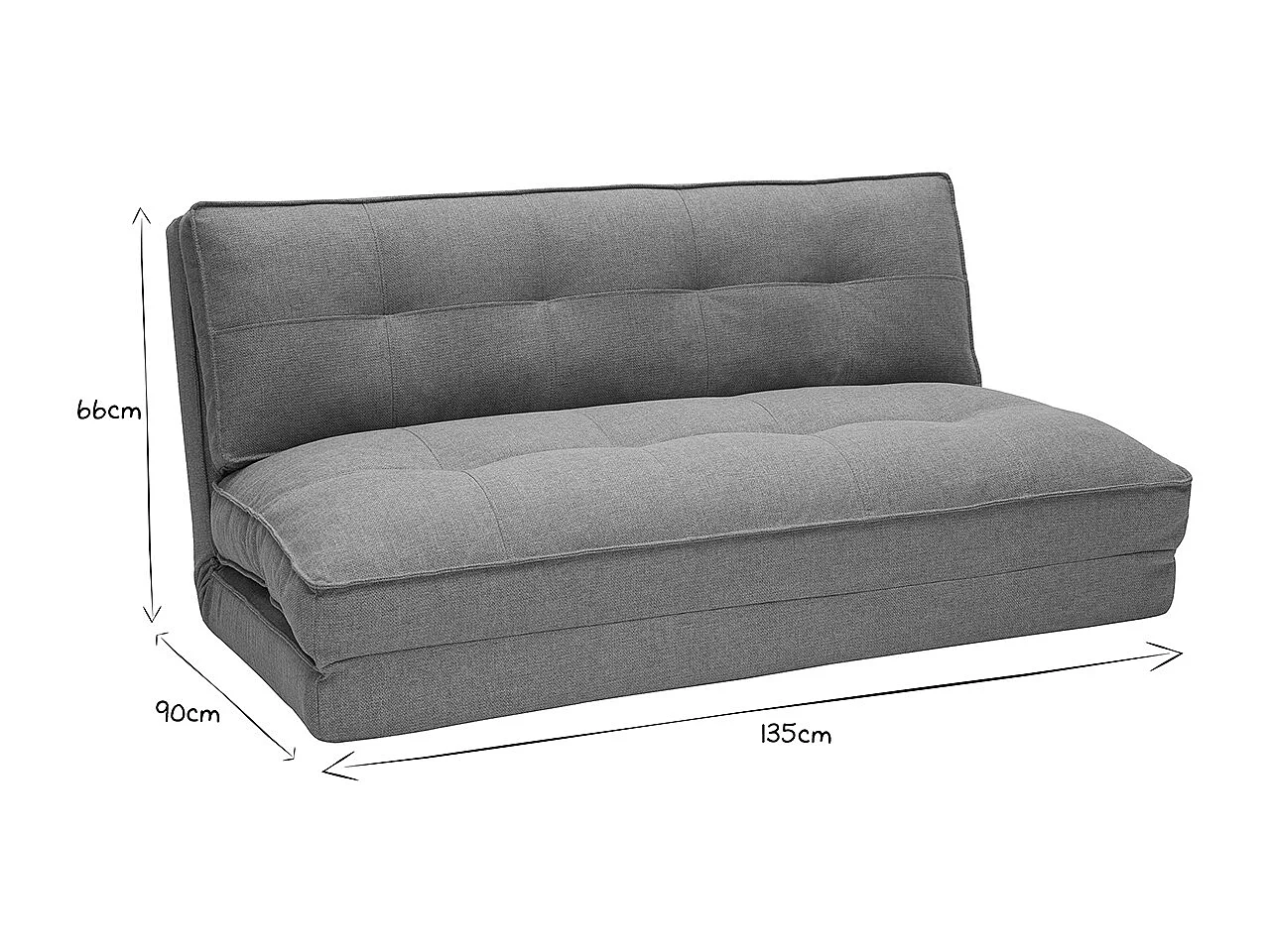 Sillón de 2 plazas convertible en tela terracota SALLY