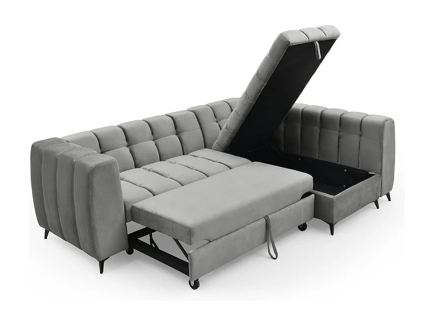 Canapé d'angle convertible Chessy Velours Gris