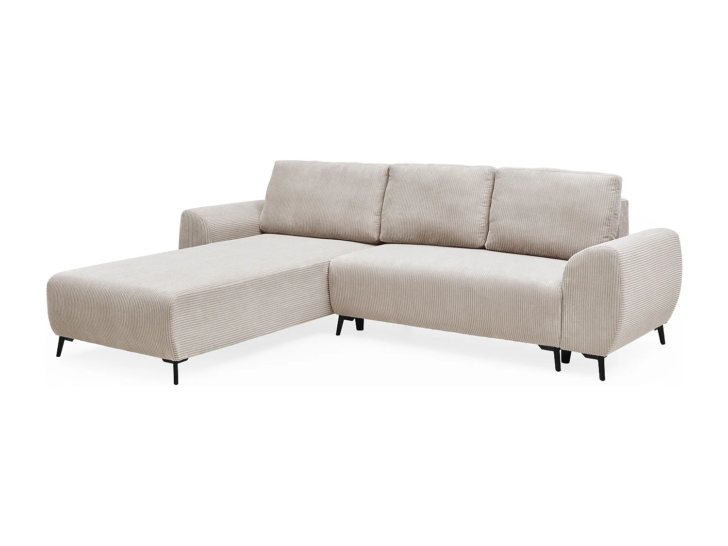 Canapé convertible avec angle réversible Paolo Velours côtelé Beige