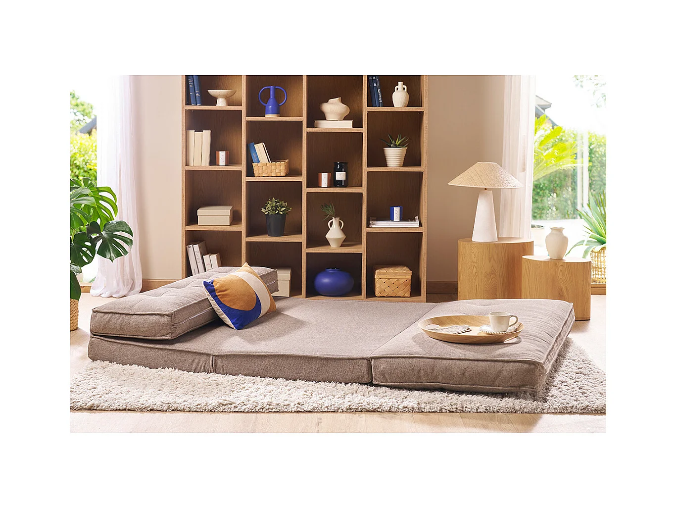 Zweisitzer-Relaxsessel aus taupefarbenem Stoff SALLY