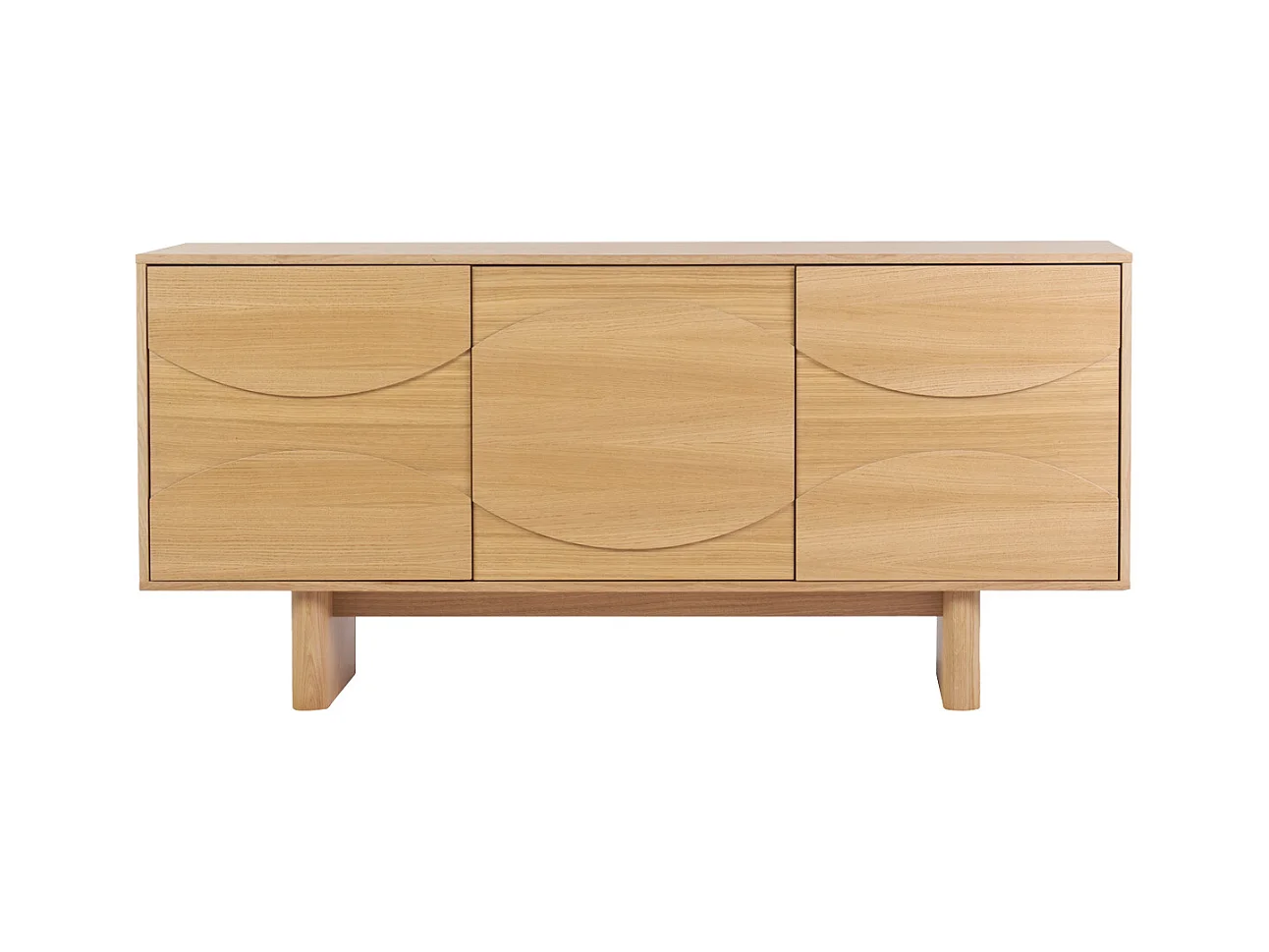Buffet de madera clara de roble grabado L160 cm SEIGO
