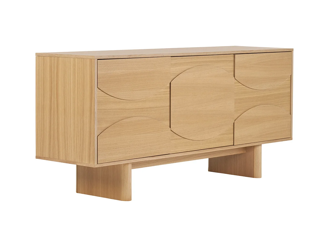 Buffet de madera clara de roble grabado L160 cm SEIGO