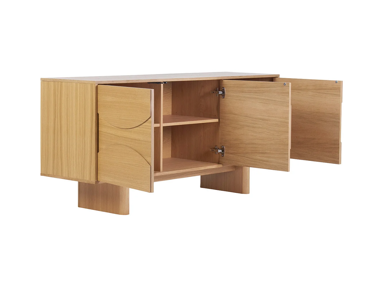 Buffet de madera clara de roble grabado L160 cm SEIGO