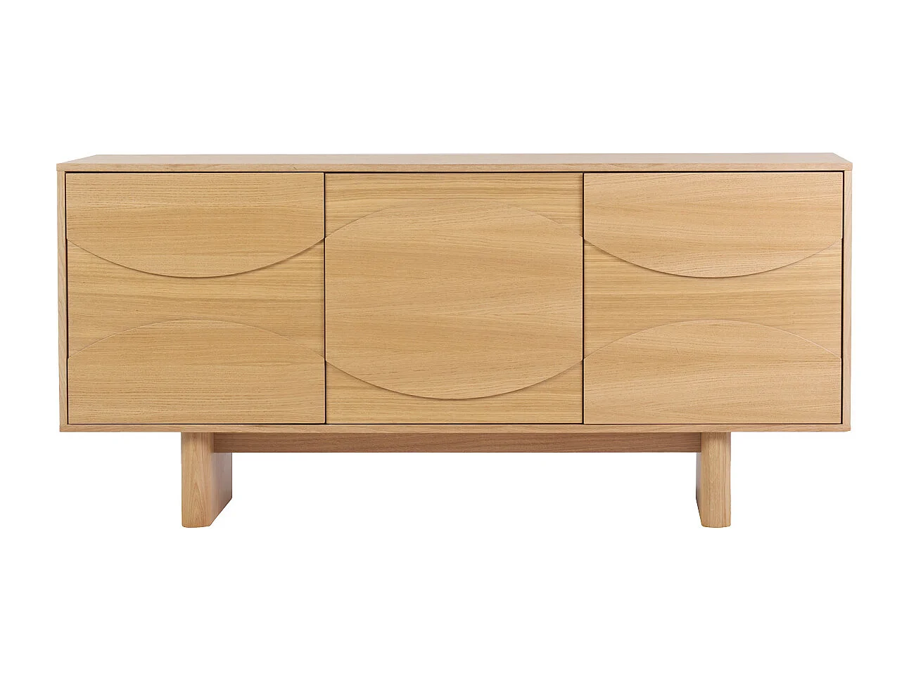 Helle Eichenholz-Kommode mit graviertem Eichenholz L160 cm SEIGO