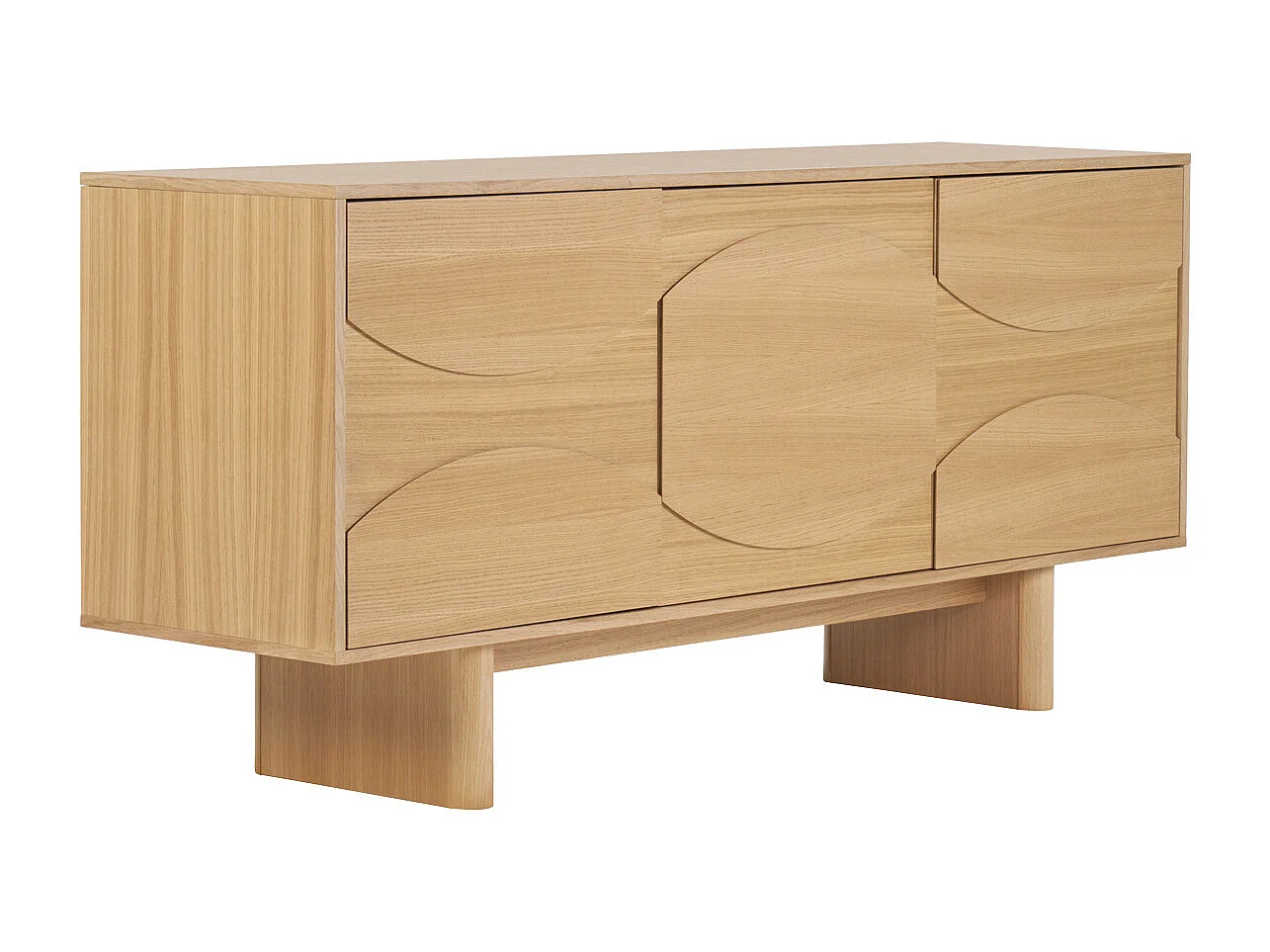 Helle Eichenholz-Kommode mit graviertem Eichenholz L160 cm SEIGO