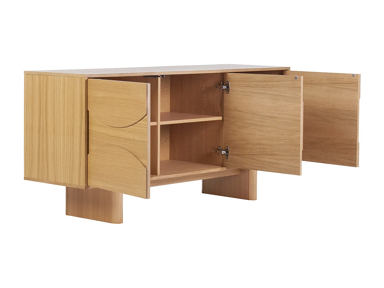 Helle Eichenholz-Kommode mit graviertem Eichenholz L160 cm SEIGO