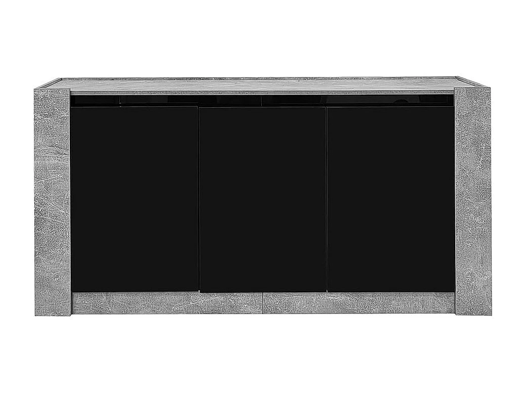 Buffet, armoire assortie aux couleurs brillantes, design sans poignée avec charnières soft-close et étagères réglables, noir + gris