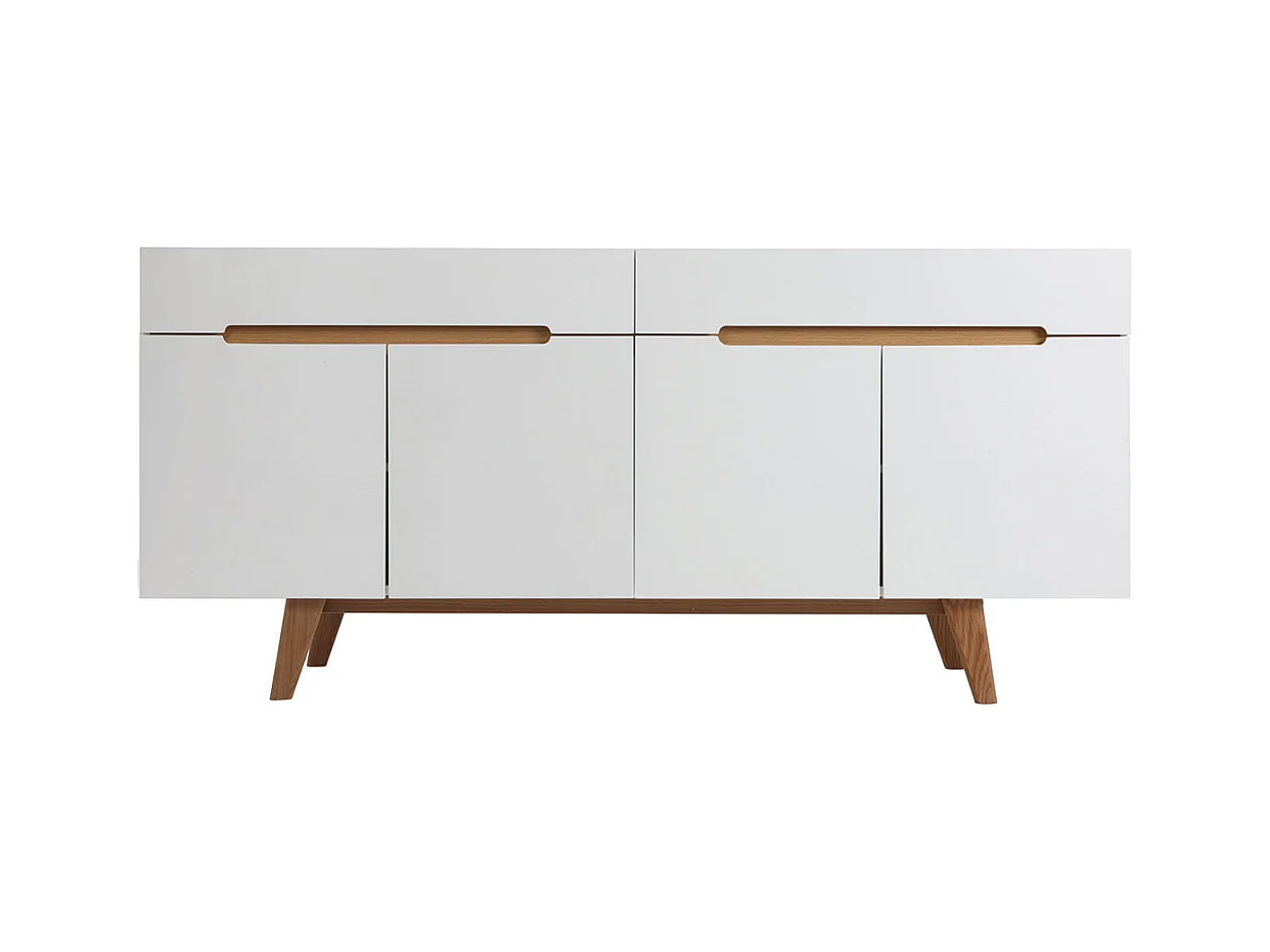 Aparador escandinavo blanco brillante y fresno 180cm MELKA