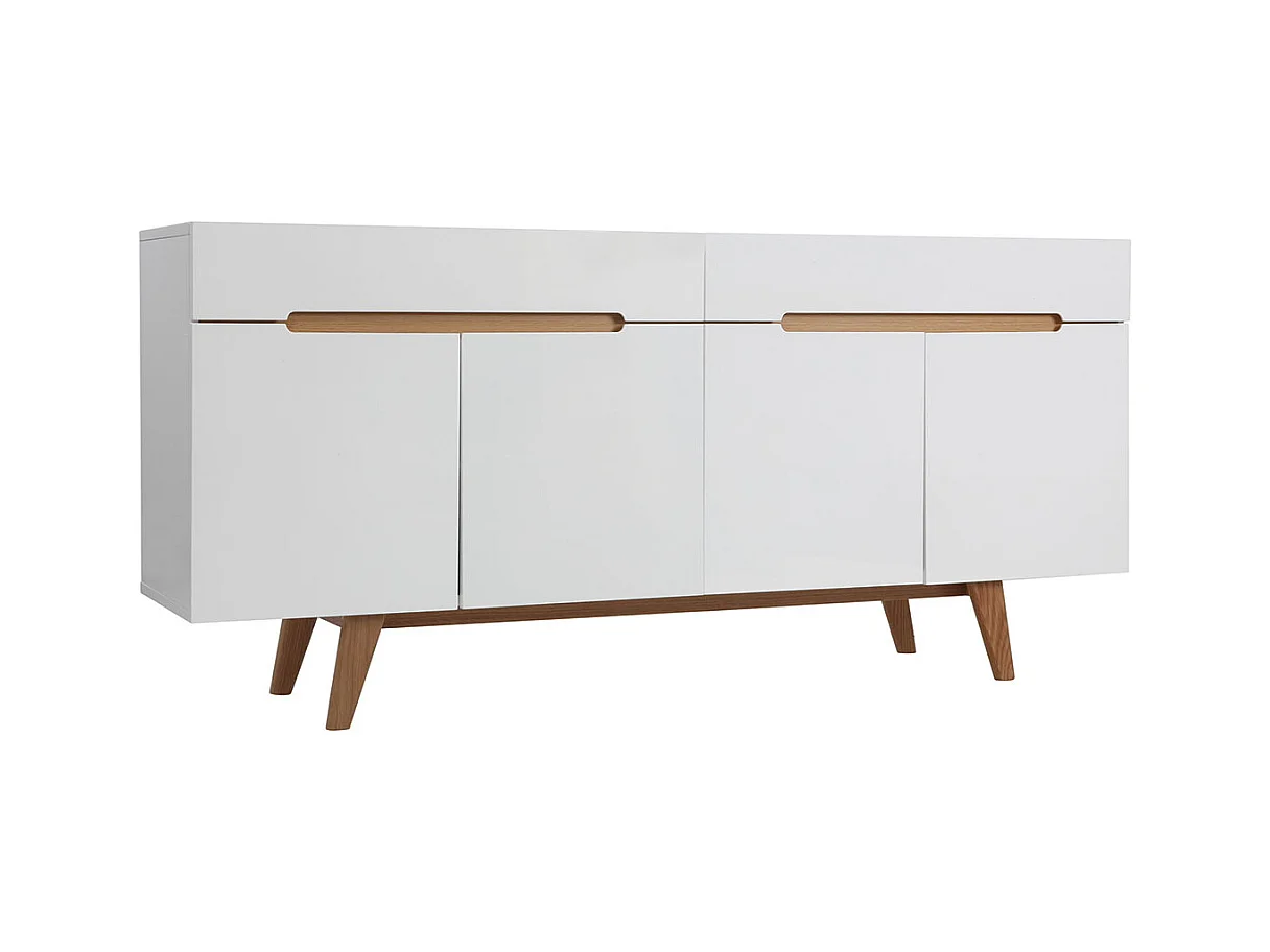 Aparador escandinavo blanco brillante y fresno 180cm MELKA