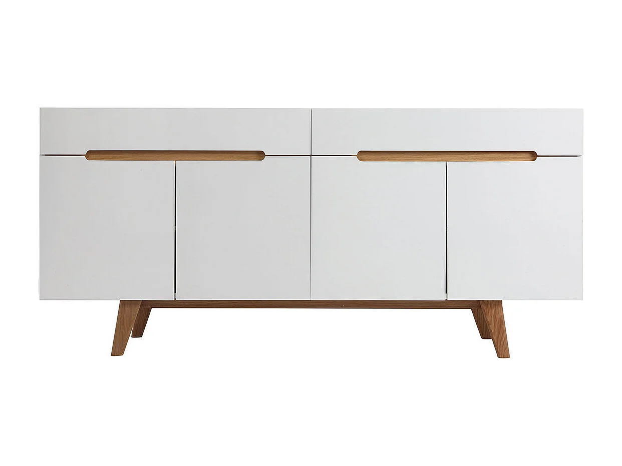 Sideboard Skandinavienstil Weiß glänzend und Esche 180 cm MELKA