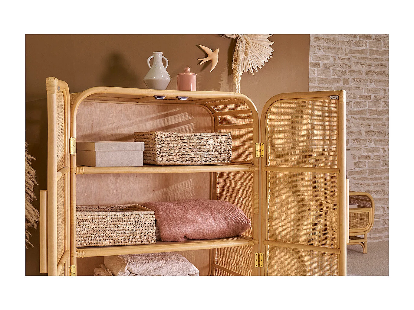 Buffet en rotin 2 portes L80 cm LUWAK