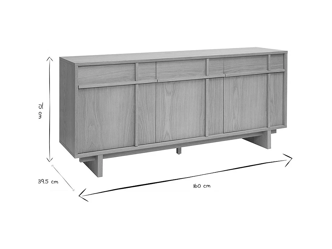 Buffet en bois clair chêne L160 cm ZAO