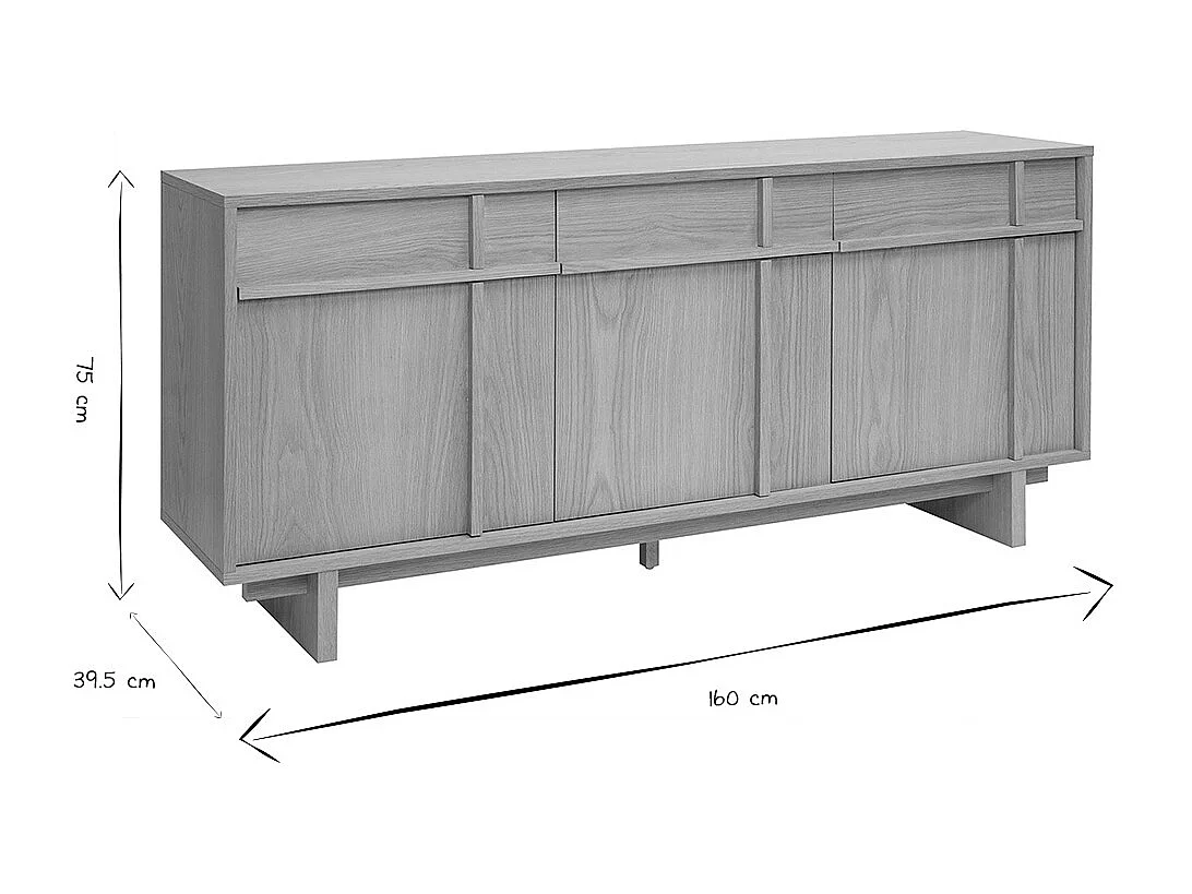 Credenza in legno chiaro di quercia L160 cm ZAO