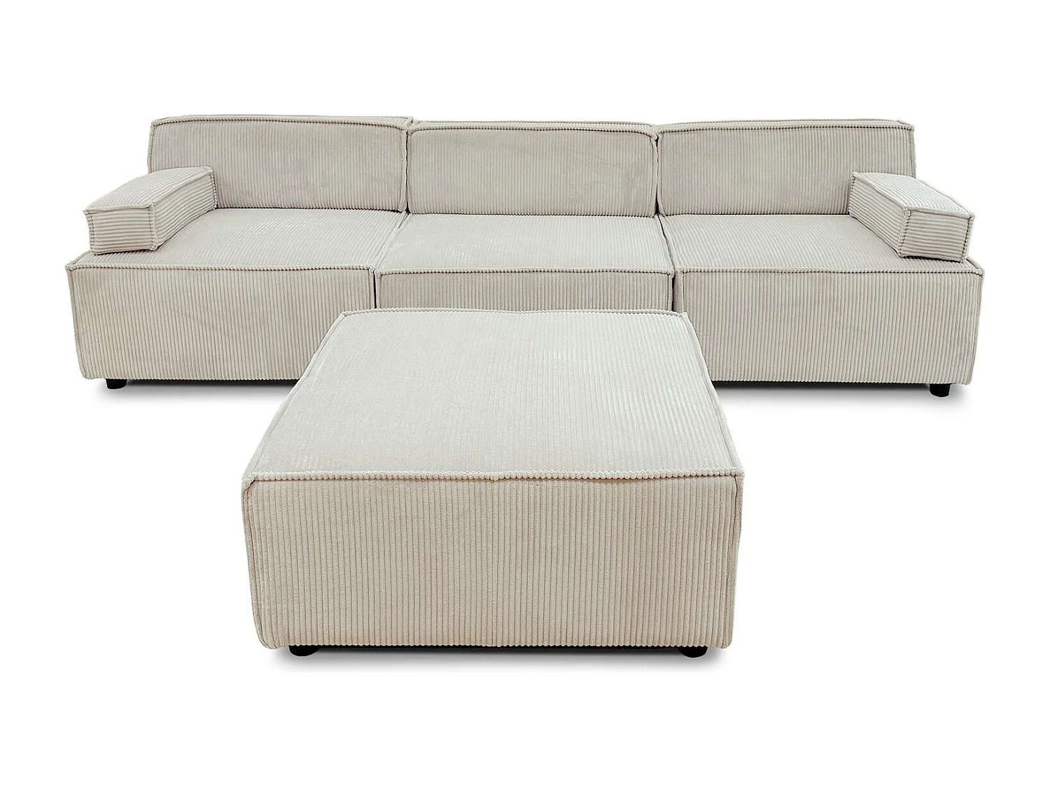 Canapé modulable Benoit Velours côtelé Crème