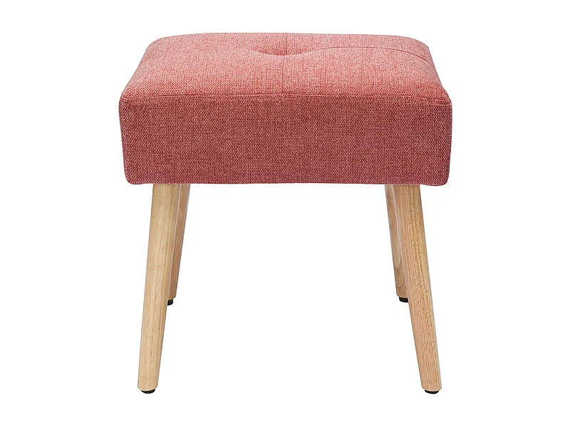 Taburete bajo de tela efecto aterciopelado texturizado terracota y madera clara maciza 46 cm GUESTA