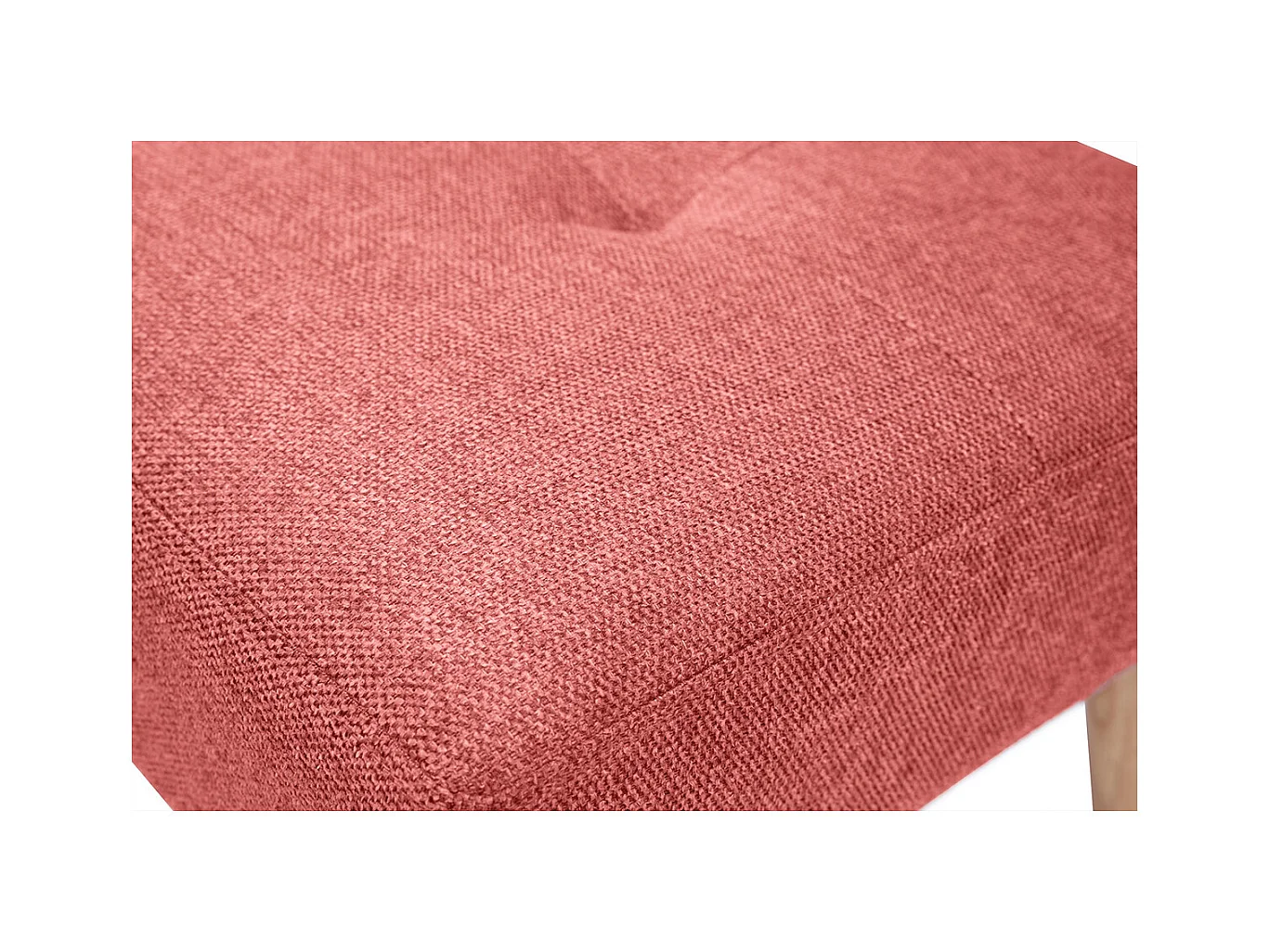 Sgabello basso in tessuto effetto velluto testurizzato color terracotta e legno massello chiaro H46 cm GUESTA