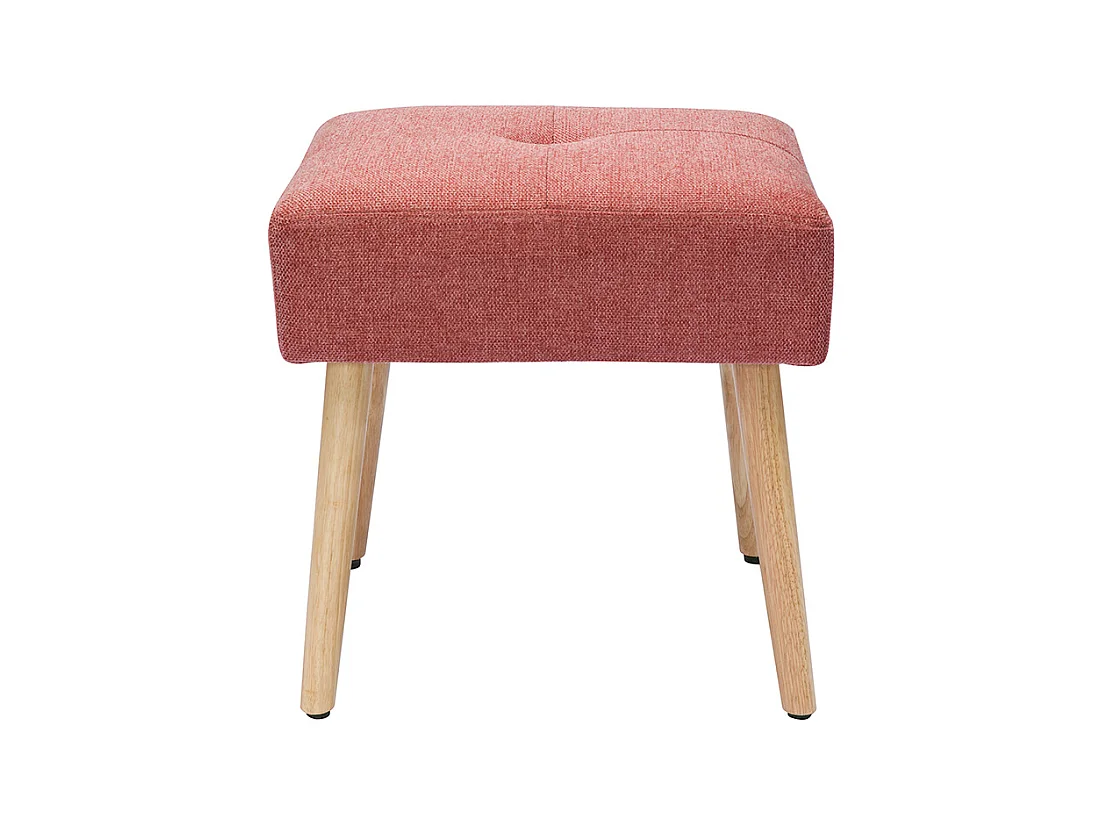 Tabouret bas en tissu effet velours texturé terracotta et bois clair massif H46 cm GUESTA