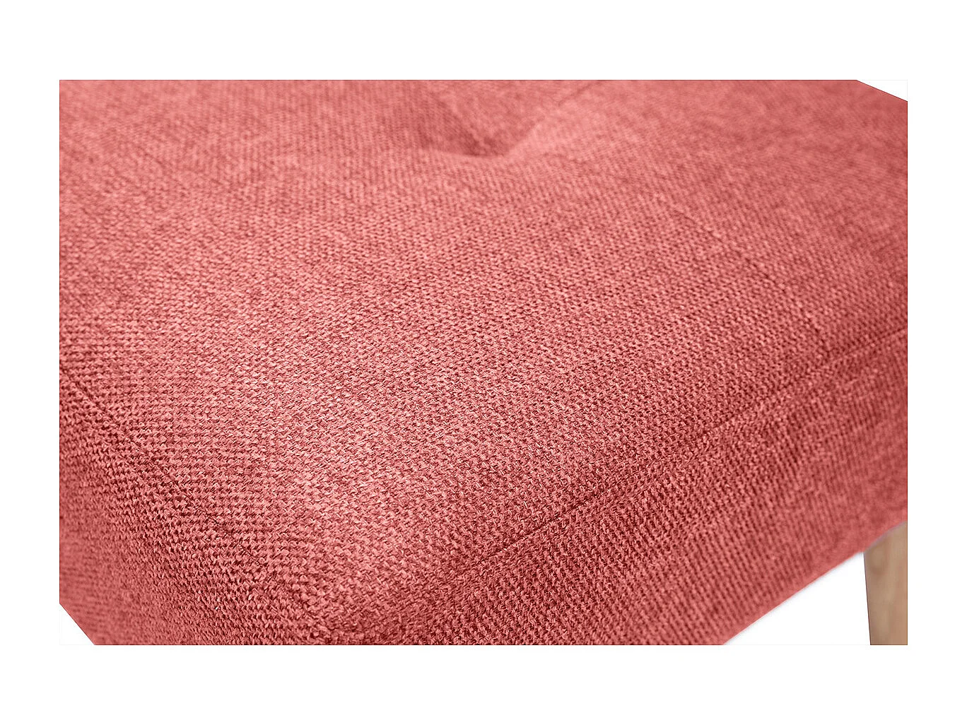 Tabouret bas en tissu effet velours texturé terracotta et bois clair massif H46 cm GUESTA