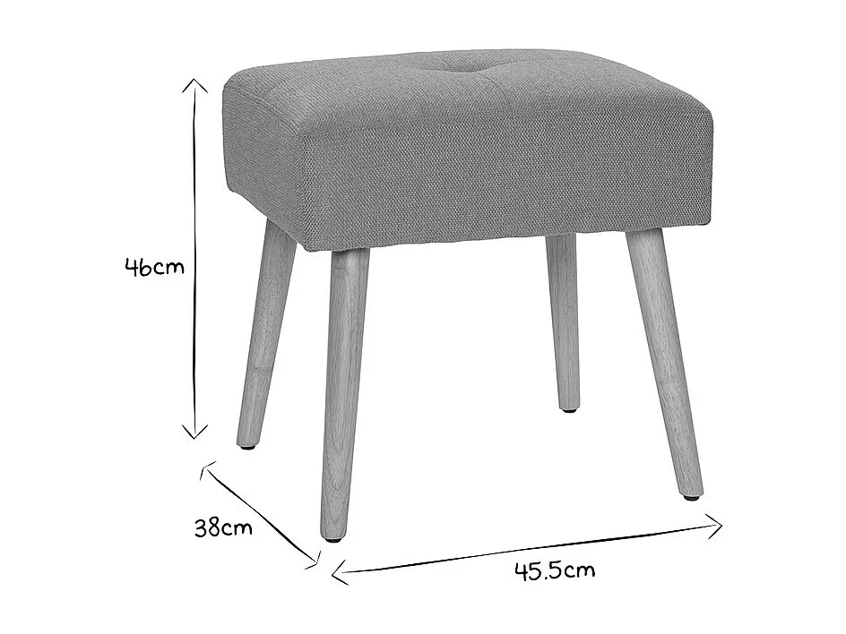 Tabouret bas en tissu effet velours texturé terracotta et bois clair massif H46 cm GUESTA