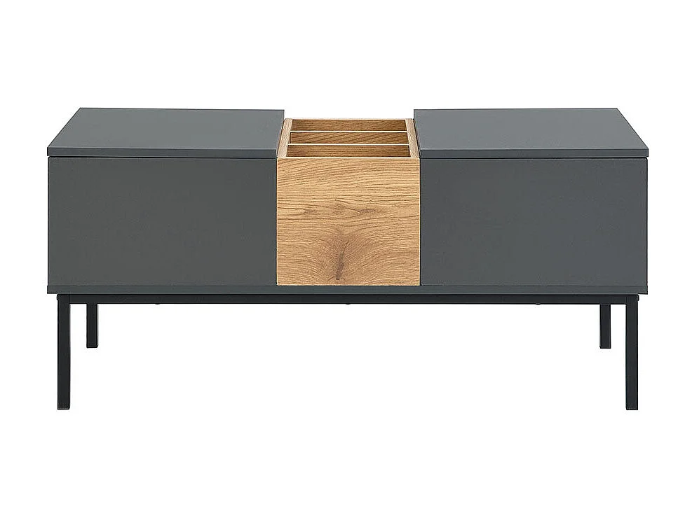 Table basse moderne avec plateau réglable - gris foncé et aspect bois, réglable en hauteur, flexible, 100x50 cm