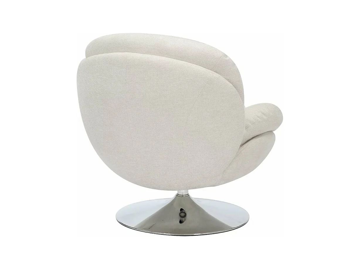 Fauteuil pivotant crème en tissu avec pied rond chromé Noche