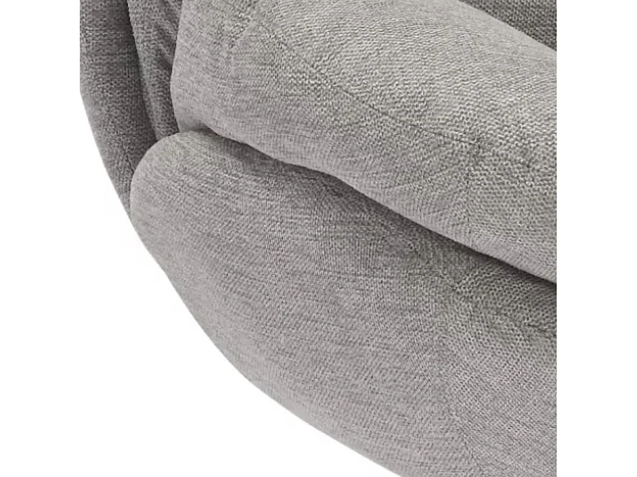 Fauteuil pivotant tissu gris clair, pied rond métal chromé Noche