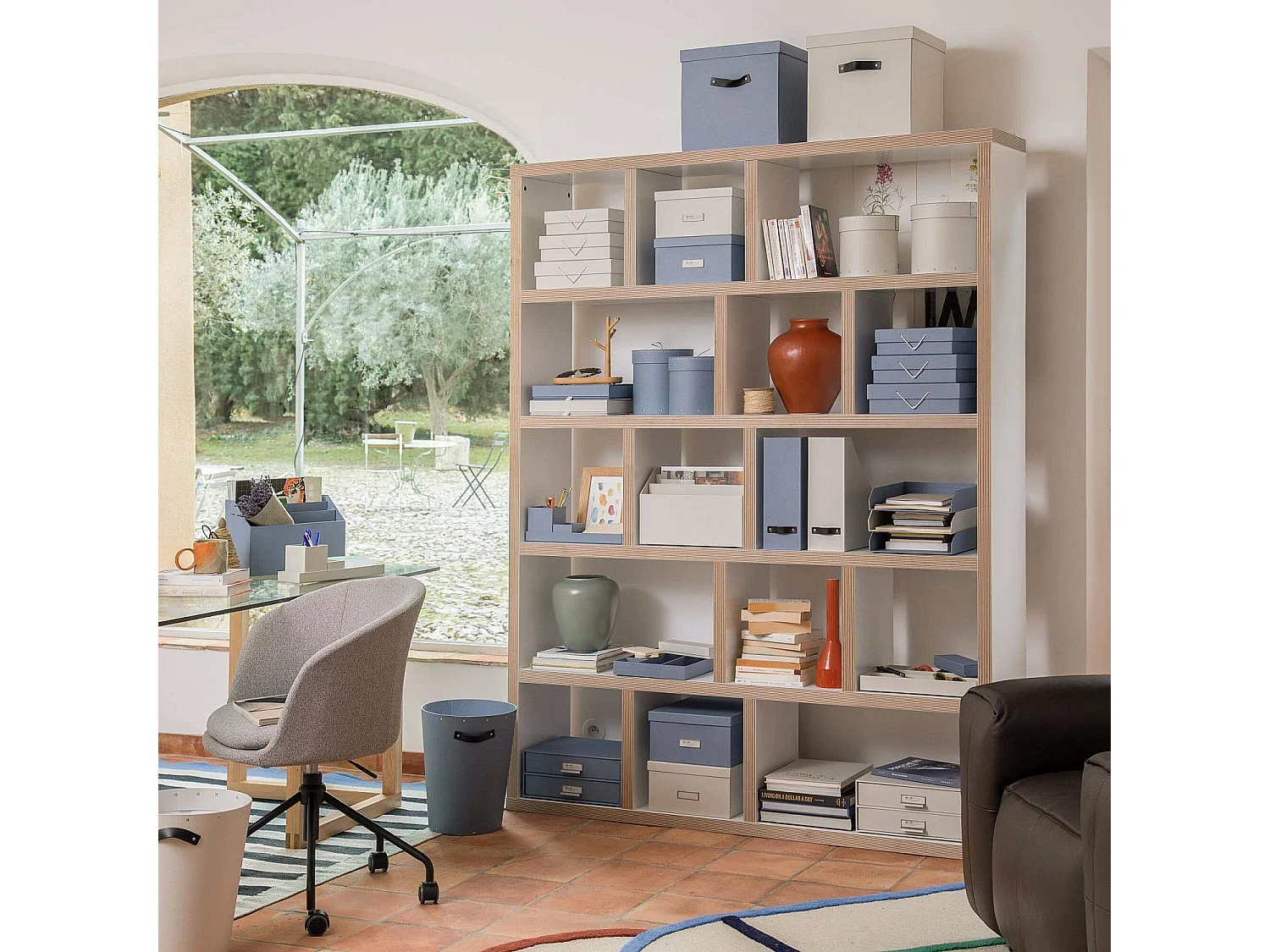Habitat - Organisateur de bureau en carton – 32 x 10,5 x 9,5 cm – Bleu ADA
