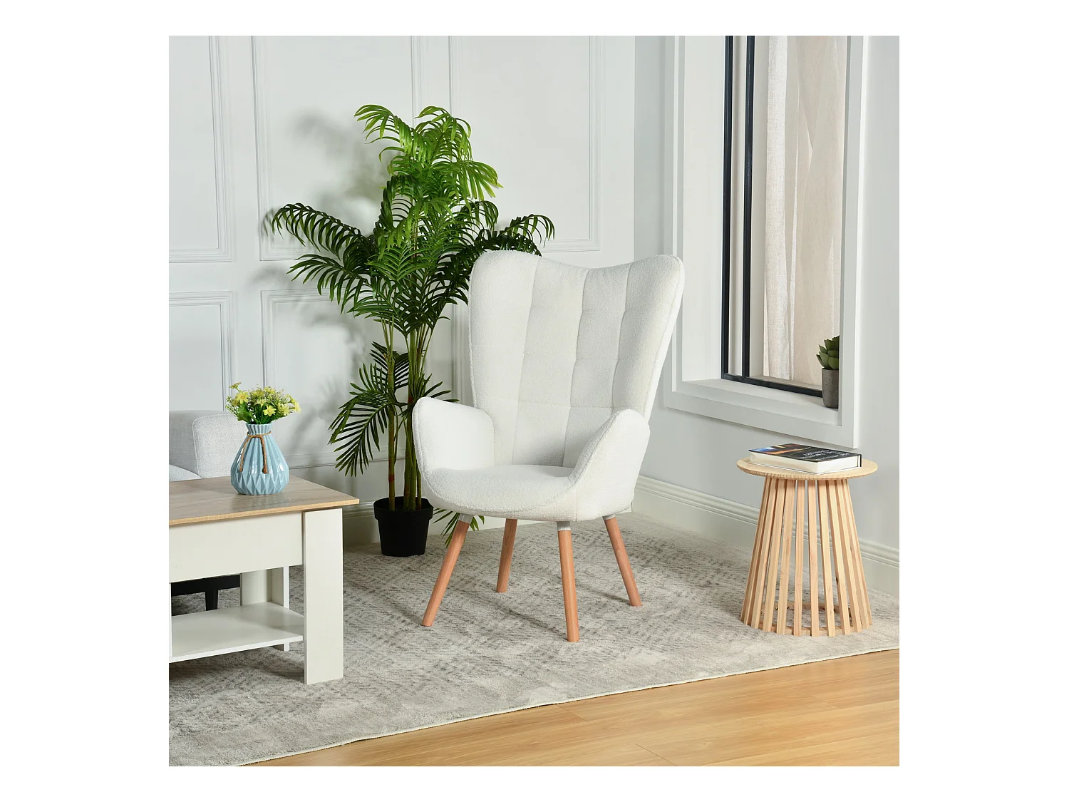 Fauteuil en bouclette blanc style scandinave,FUNKEL
