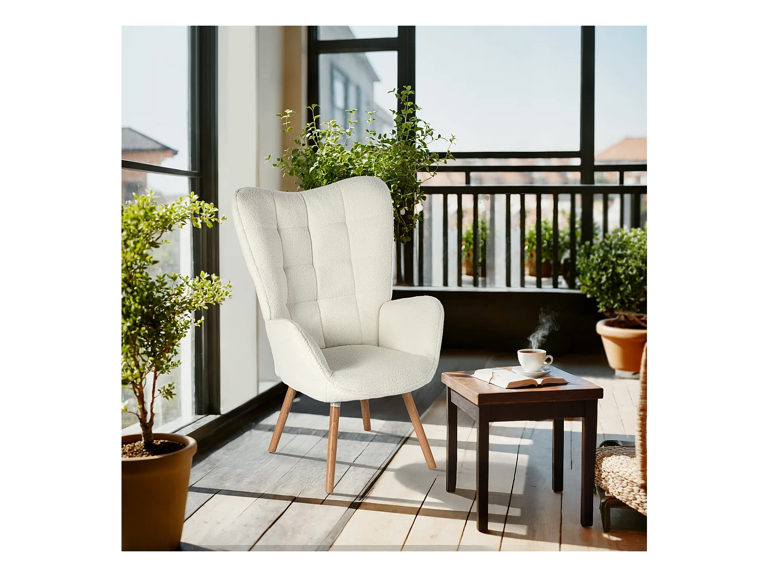 Fauteuil en bouclette blanc style scandinave,FUNKEL