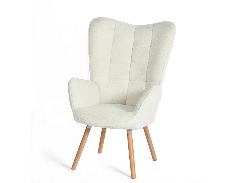 Fauteuil en bouclette blanc style scandinave,FUNKEL