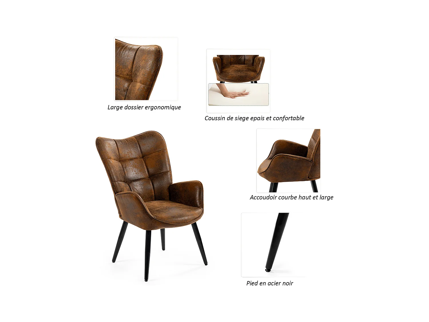 Fauteuil en microfibre tissu,KANAS